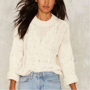 J.O.A Cream / white cable knit sweater